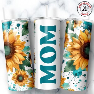 Mom Tumbler, Skinny Tumbler Gift for Mother, Floral Mom Mug, Mom Sunflower Gift Cup, Mother's Day Gift