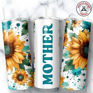 Mother Tumbler, Skinny Tumbler Gift for Mother, Floral Mother Mug, Mom Sunflower Gift Cup, Mother's Day Gift