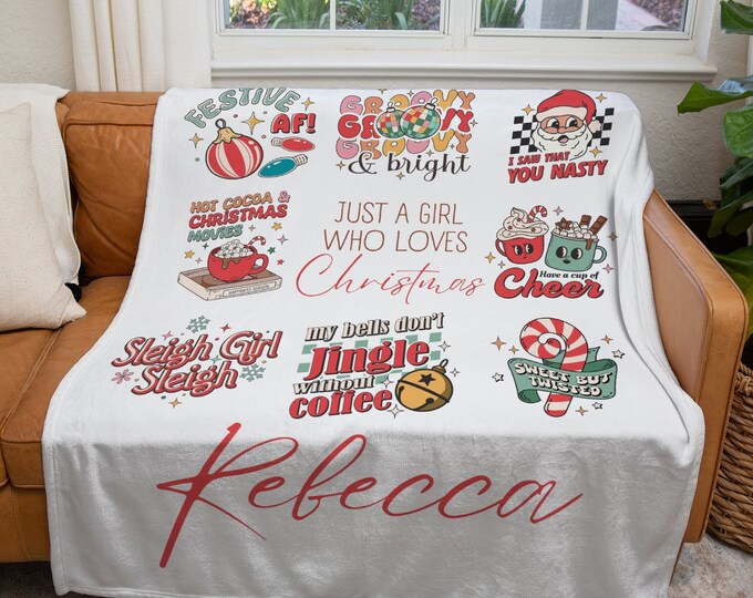 Personalized Christmas Blanket, Custom Just a Girl Who Loves Christmas Blanket, Holiday Season Throw Blanket, Funny Xmas Lover Gift