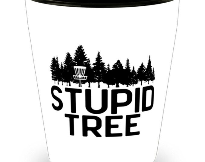 Stupid Tree Disc Golf, Funny Retro Vintage Frisbee Golf Shot Glass