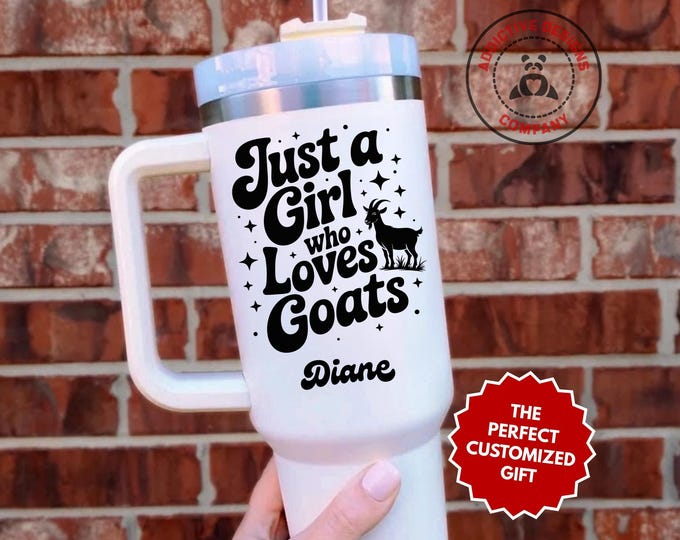 Personalized Goat Lover Tumbler, Custom Just a Girl who Loves Goats 40oz Tumbler, Gift for Goat Mom, Goat Travel Mug Cup