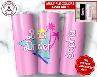 Personalized Bus Driver Gift, 20 oz Skinny Tumbler Gift for Bus Driver Appreciation Week, Custom School Bus Driver Mug Cup Gifts