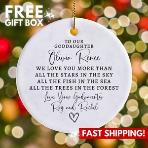 Personalized Goddaughter Ornament, Custom Goddaughter Gift from Godparents, Gift from Godmother, To Our Godchild Christmas Ornament