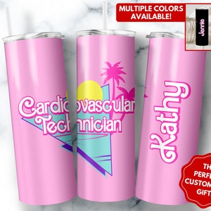 Personalized Cardiovascular Technician Tumbler, 20oz Skinny Tumbler Gift for Cardiac Tech Appreciation, Custom CVT Mug Cardio Tech Cup Gifts