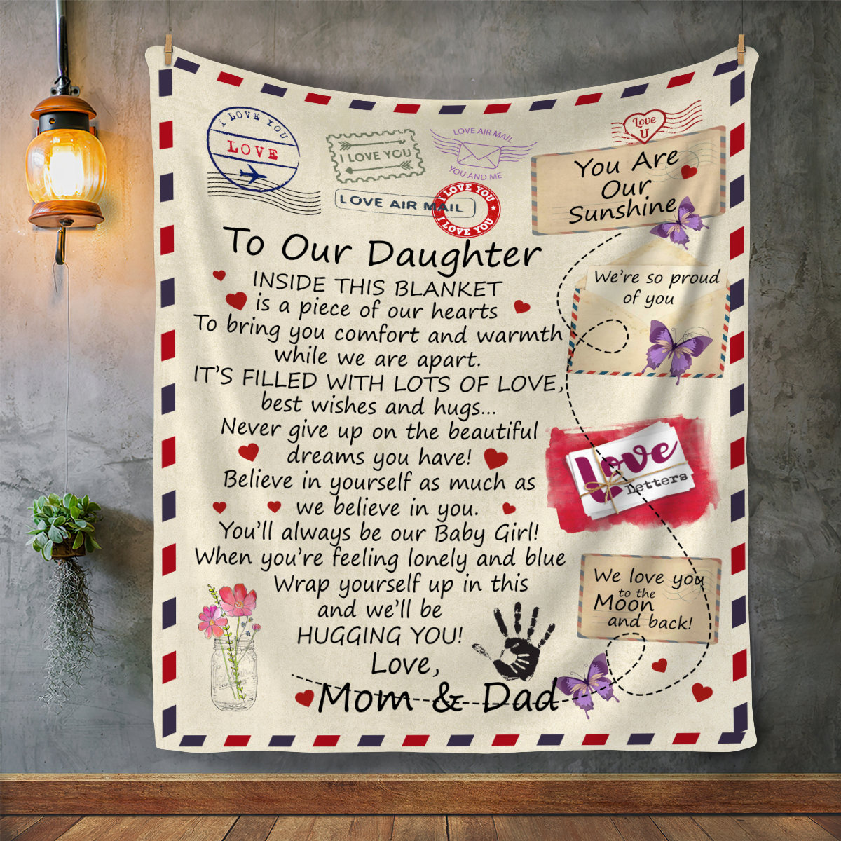 To Our Daughter Love Mom and Dad Letter Blanket Gift to Daughter from Parents