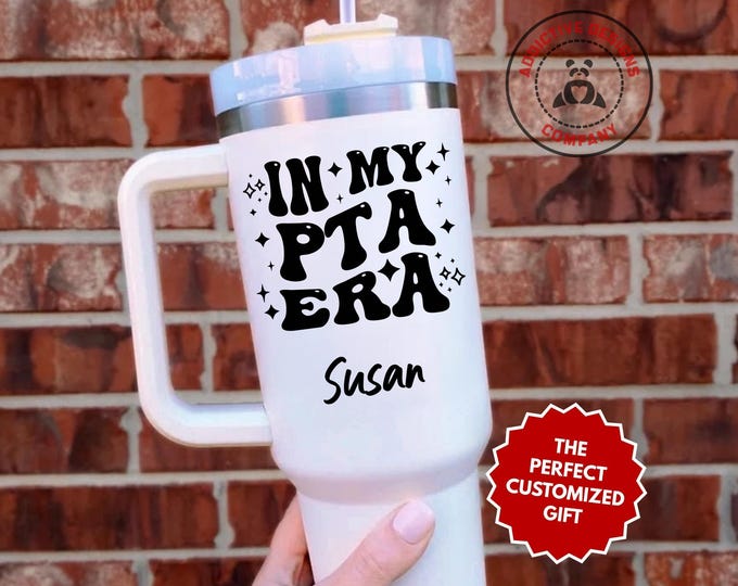 Personalized PTA Tumbler, In My PTA Era Custom 40oz Tumbler, School Mama Mug, Parent Teacher Gift, Education Mom Cup