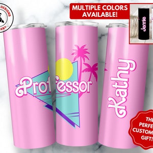 Personalized Professor Tumbler, 20oz Skinny Tumbler Gift for Professor, Teacher Appreciation, Custom College Professor to Go Cup Mug