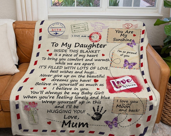 To My Daughter Love Mum Letter Blanket - Gift to Daughter from Mom