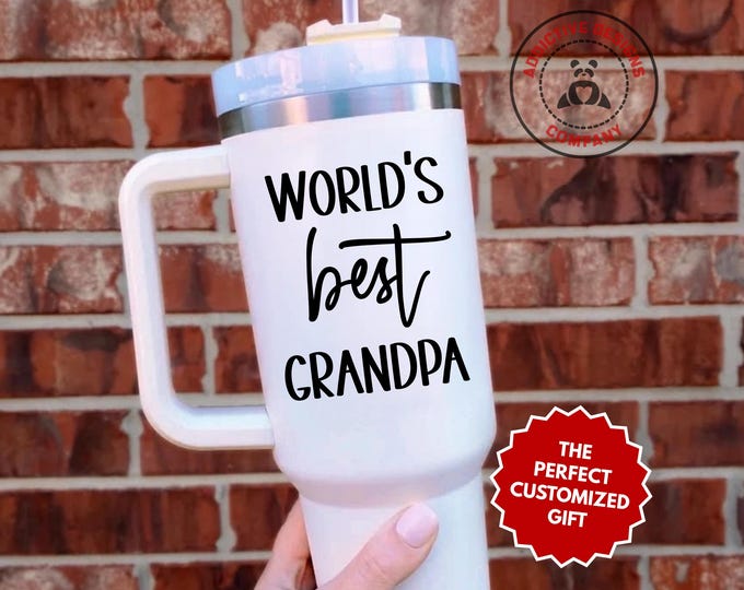 Personalized Grandpa Tumbler, Custom World’s Best Grandpa 40oz Tumbler, Gift for Grandpa, Granddad Travel Mug, Father’s Day Gift for Him