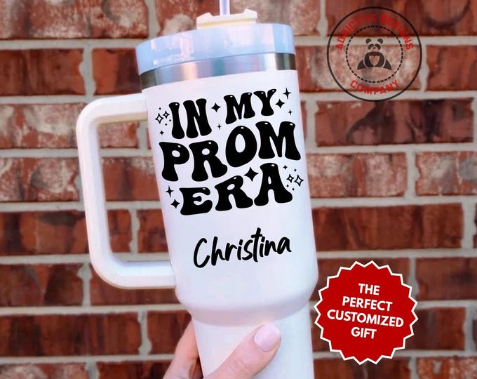 Personalized Prom Tumbler, In My Prom Era Custom 40oz Tumbler, High School Mug, Dance Gift, Graduation Cup