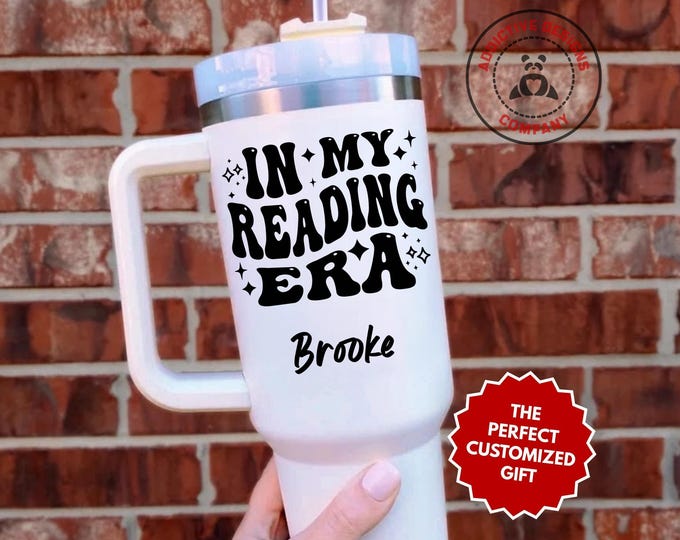 Personalized Reading Tumbler, In My Reading Era Custom 40oz Tumbler, Book Lover Mug, Bookwork Library Gift, Reader Cup
