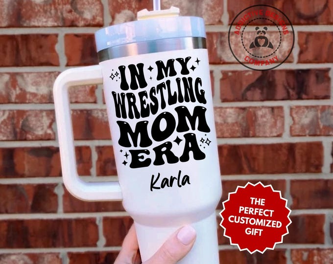 Personalized Wrestling Mom Tumbler, In My Wrestling Mom Era Custom 40oz Tumbler, Wrestling Mama Mug, Wrestler Mom Gift, Wrestling Cup