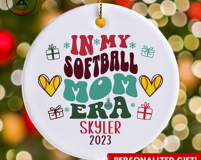 Personalized Softball Mom Ornament, Custom Gift for Softball Mom Christmas Ornament, Funny Softball Parent Appreciation, Team Mom Gift