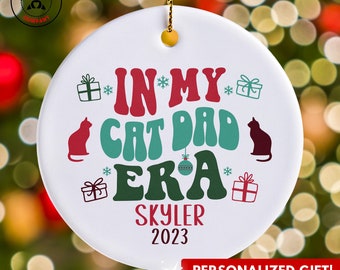 Personalized Cat Dad Ornament, Custom Gift for Cat Dad Christmas Ornament, Funny Feline Father Appreciation, Kitty Dad Gift