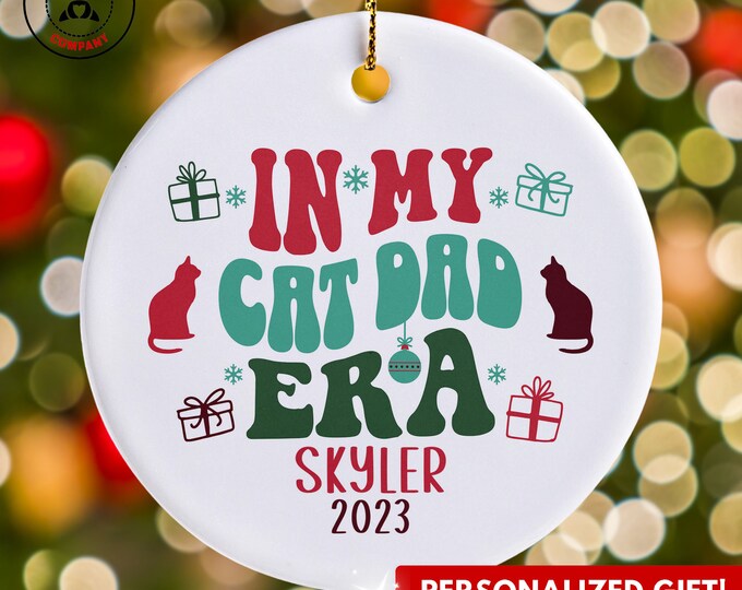 Personalized Cat Dad Ornament, Custom Gift for Cat Dad Christmas Ornament, Funny Feline Father Appreciation, Kitty Dad Gift