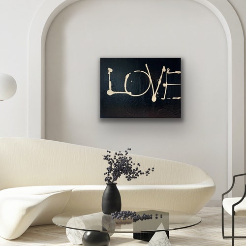 LOVE Splatter Paint Acrylic shops Canvas - Black and Off-White Graffiti Love Art - Custom Handmade Canvas