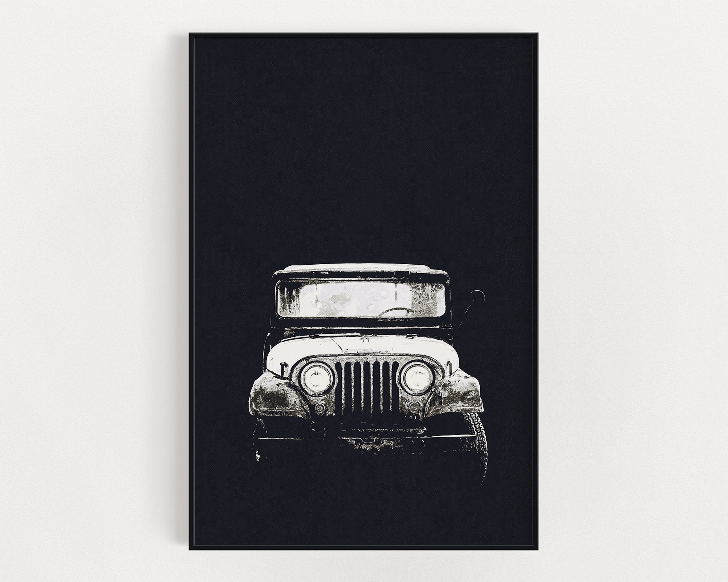 Jeep CJ Wrangler Modern Black Wall Art Jeep Life Jeep | Etsy