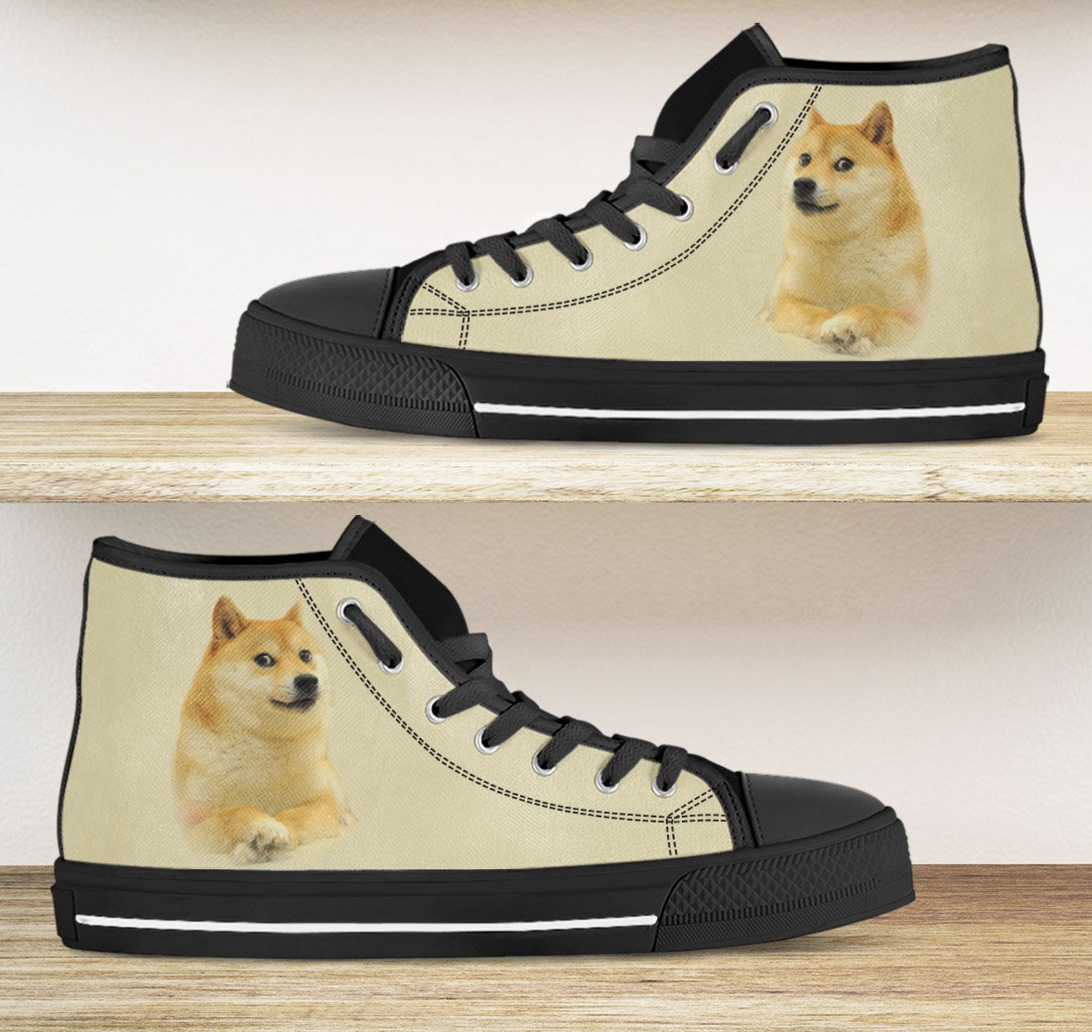 Doge shoes. Dog meme shiba inu high tops sneakers. Etsy