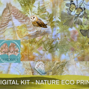 20 pages DIN A4 digital download, eco print, junk journal, background, plants, nature motifs, instant download