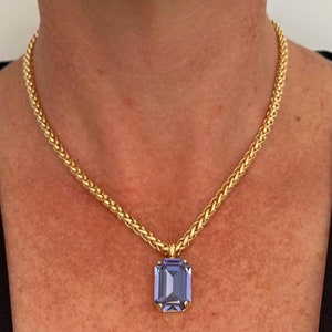 Gold crystal necklace, Crystal necklace, Purple necklace, Purple crystal, Gold necklace for women