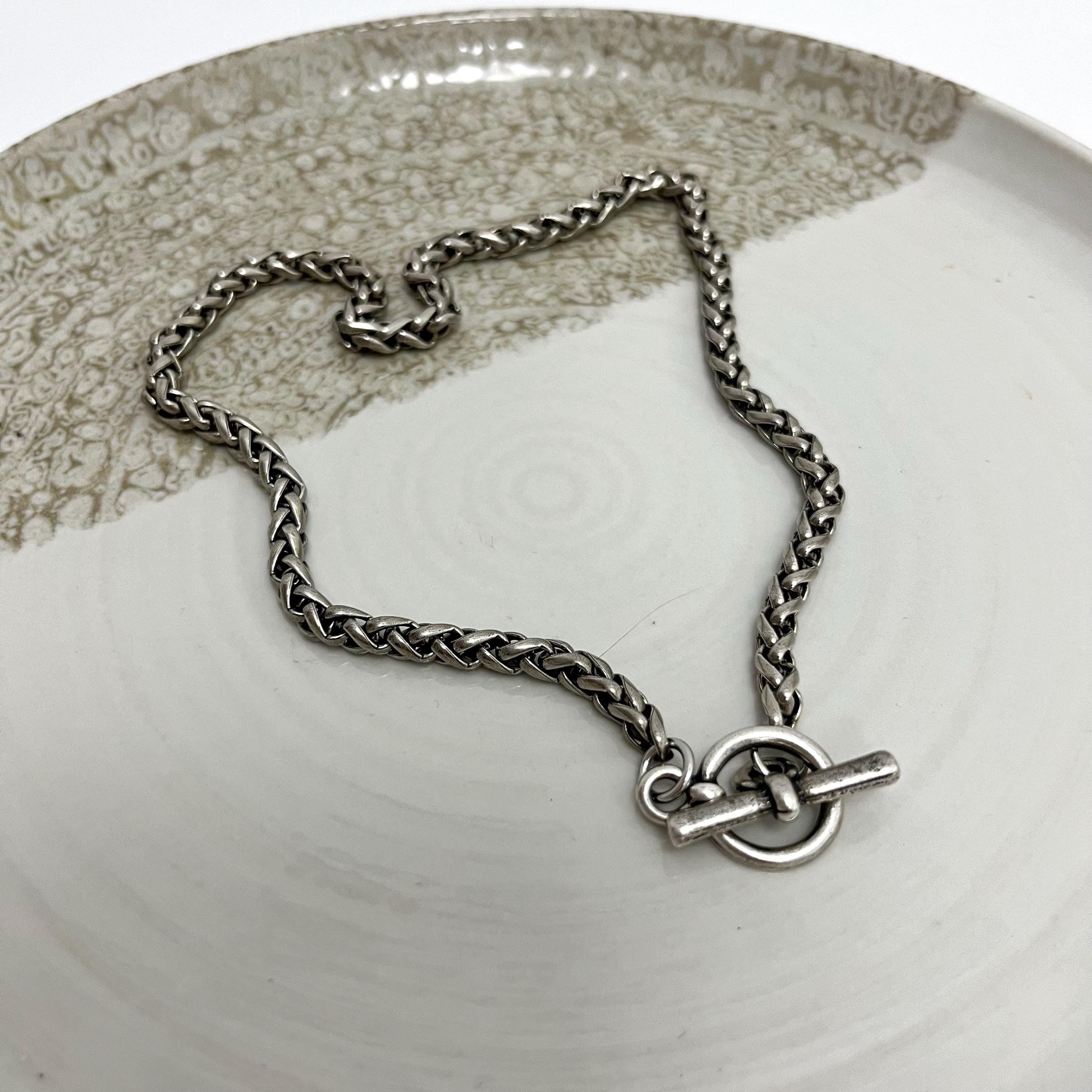 Silver Necklace With Toggle Clasp, Toggle Necklace, Silver Chain ...