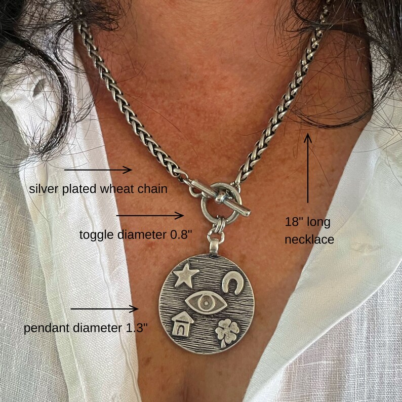 Protection Necklace With Large Evil Eye Pendant, Protection Necklace