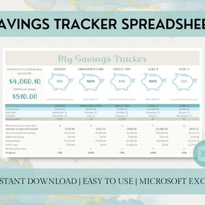 Savings Tracker Spreadsheet | Savings Binder | Sinking Funds Tracker | Monthly Excel Budget | Savings Challenge | Savings Excel Sheet