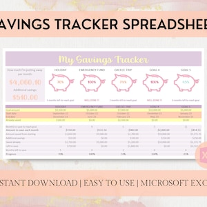 Savings Tracker Spreadsheet | Savings Binder | Sinking Funds Tracker | Monthly Excel Budget | Savings Challenge | Savings Excel Sheet