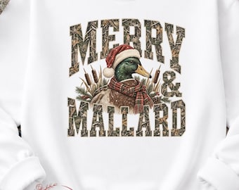 Christmas Mallard Duck PNG, Funny Merry and Mallard, Camo Merry Christmas Sublimation Design, Santa Clause Hat Digital Download
