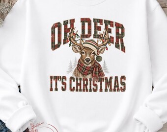 Christmas Deer PNG, Oh Deer It's Christmas, Holiday Lights Sublimation Design, Santa Claus Woodland Animal PNG, Digital Download