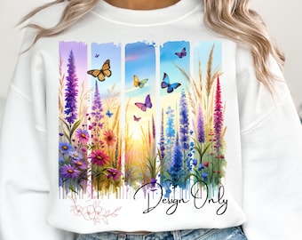 Diseño PNG de mariposa: Diseño de sublimación de flores vibrantes (descarga digital)