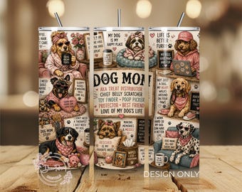 Funny Dog Mom PNG Tumbler Wrap, puppy png-sublimatieontwerp, digitale download