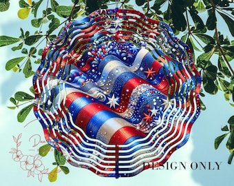 Patriottische windspinner PNG: 4 juli sublimatieontwerp Amerikaanse vlag (digitale download)
