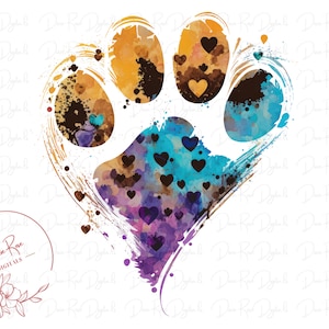 Dog Paw Print, Dog Puppy Pet Lover, Hearts Trendy PNG Design, Transparent png, Sublimation PNG, T-Shirts, Digital Art File, Instant Download
