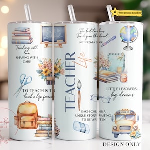 Teacher Life 20 Oz Tumbler Wrap: Affirmations Sublimation Design (Digital Download)