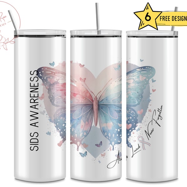 SIDS, Sudden Infant Death Syndrome Awareness, 20 Oz Skinny Sublimation Tumbler Wrap Digital Design PNG File Download