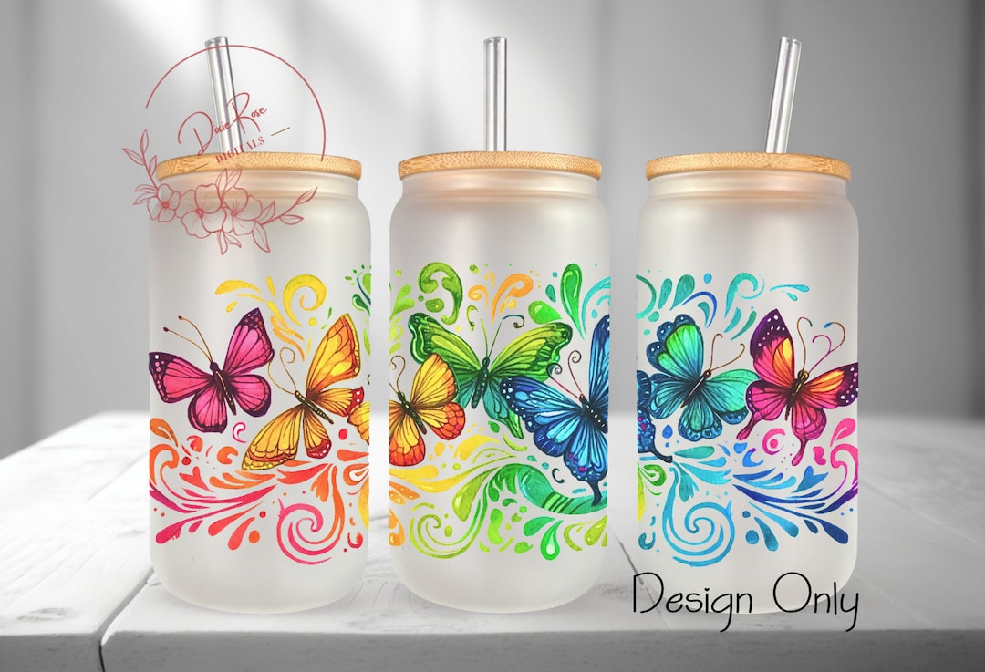 Envoltura para vaso con mariposas: Diseño de sublimación para