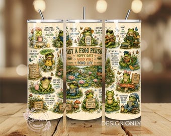 Funny Frog PNG Tumbler Wrap, schattige Cottagecore aquarel png-sublimatieontwerp, digitale download