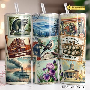 Tennessee Tumbler Wrap PNG, sublimeringsdesign för frimärken i delstaten Tennessee (digital nedladdning)