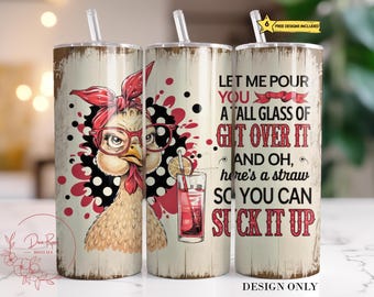 Funny Chicken Tumbler Wrap, PNG: Sassy Chicken-sublimatieontwerp (digitale download)