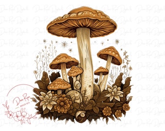 Mushrooms, Aesthetic, Cottagecore PNG Design, Transparent png, Sublimation PNG, T-Shirts, Digital Art PNG File, Instant Digital Download png