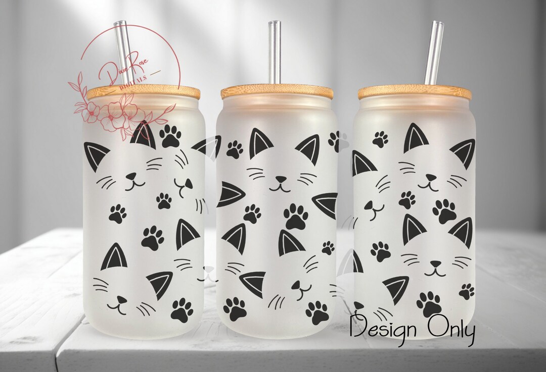 Cats 16 Oz Libbey Glass PNG, Cats Can Wrap Sublimation PNG Design ...