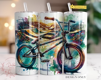 BMX Bike Tumbler Wrap: Freestyle Motocross Design (Digital Download)