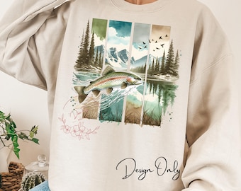 Rainbow Trout Fishing PNG: Jumping Fish Sublimation Design (Digital Download)