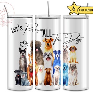 Dueño de perro rescatado, raza favorita rescatada, mamá, adopción, amante de las mascotas, envoltura de vaso de sublimación delgada de 20 oz, diseño digital PNG, descarga