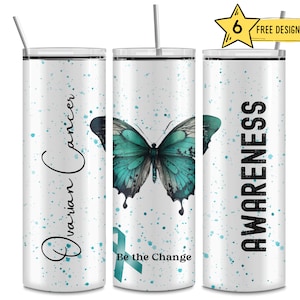 Ovarian Cancer Awareness, 20 Oz Skinny Sublimation Tumbler Wrap Digital Design PNG File Download