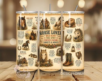 Western Horse PNG Tumbler Wrap, Country Cowgirl PNG-sublimatieontwerp, Digitale download