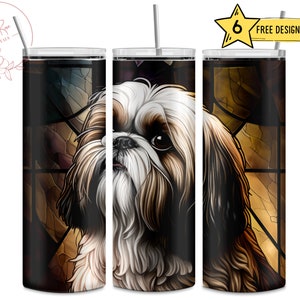 Shih Tzu, Dog Puppy Lover Pet 20 Oz Skinny Sublimation Tumbler Wrap Digital Design PNG File Download