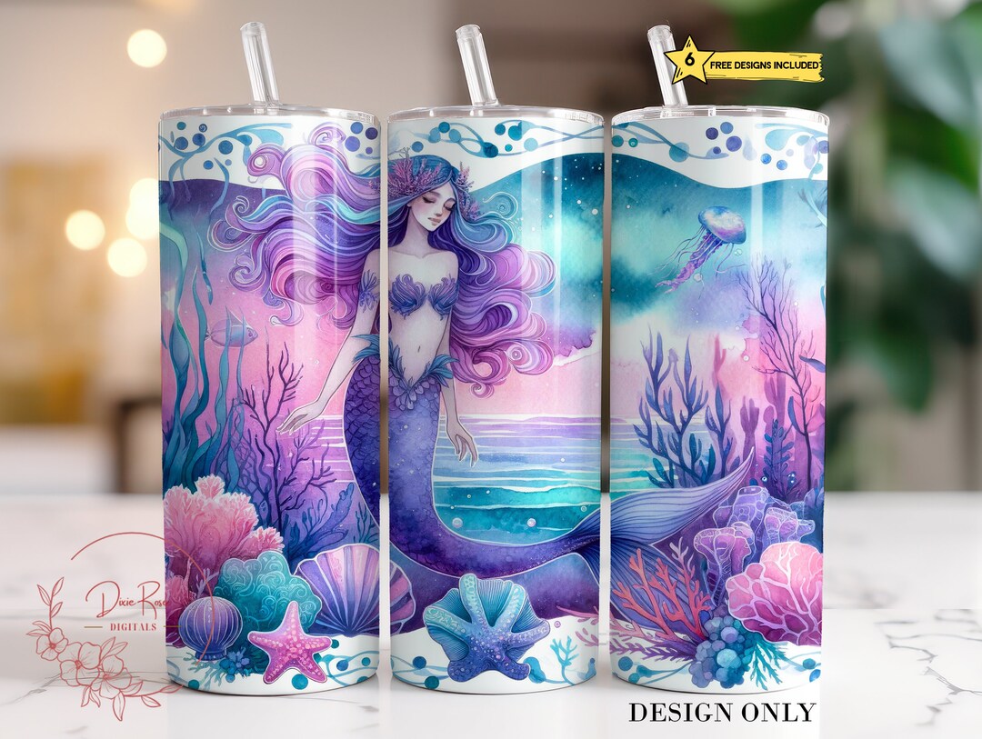 Magical Mermaid Tumbler Wrap, Fantasy Mermaid 20 Oz Skinny Sublimation ...