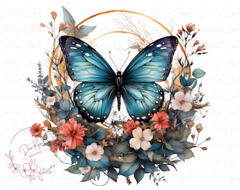 Butterfly Cottagecore PNG: Boho Sublimation Design (Digital Download)